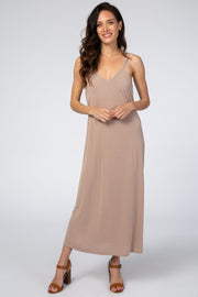 Light Mauve Basic Sleeveless Midi Dress