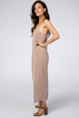 Light Mauve Basic Sleeveless Midi Dress