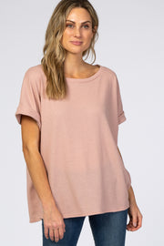 Pink Boxy Waffle Knit Top