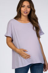 Lavender Boxy Waffle Knit Maternity Top