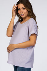 Lavender Boxy Waffle Knit Maternity Top