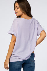 Lavender Boxy Waffle Knit Maternity Top