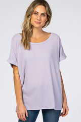 Lavender Boxy Waffle Knit Maternity Top