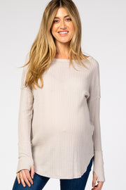 Light Grey Knit Round Hem Maternity Long Sleeve Top