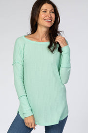 Mint Knit Round Hem Long Sleeve Top