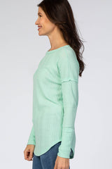 Mint Knit Round Hem Long Sleeve Top