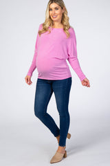 Fuchsia Dolman Long Sleeve Maternity Top