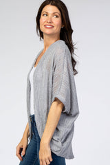 Grey Woven Knit Dolman Cover Up