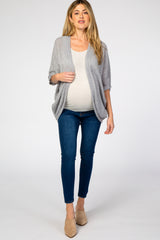 Grey Woven Knit Dolman Maternity Cover Up