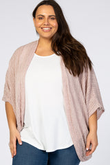 Light Pink Woven Knit Dolman Maternity Plus Cover Up