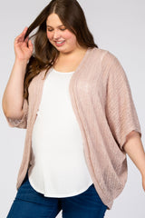 Light Pink Woven Knit Dolman Maternity Plus Cover Up