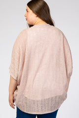 Light Pink Woven Knit Dolman Maternity Plus Cover Up