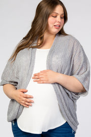 Grey Woven Knit Dolman Maternity Plus Cover Up