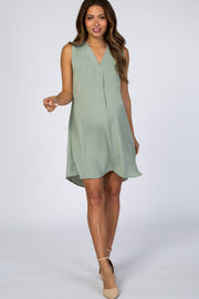 Mint Chiffon Sleeveless Maternity Dress