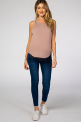 Mauve Knit Sleeveless Maternity Top