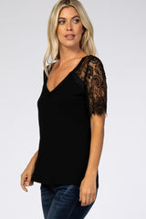 Black Lace Sleeve Top