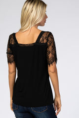 Black Lace Sleeve Top