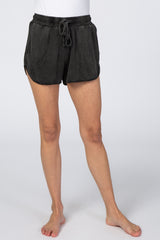 Faded Black Drawstring Lounge Shorts