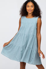 Blue Swiss Dot Tiered Dress