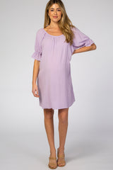 Lavender Knot Back Short Sleeve Maternity Dress