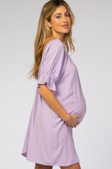 Lavender Knot Back Short Sleeve Maternity Dress