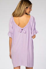 Lavender Knot Back Short Sleeve Maternity Dress