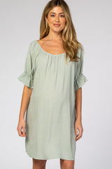 Dusty Mint Knot Back Short Sleeve Maternity Dress