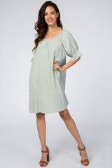 Dusty Mint Knot Back Short Sleeve Maternity Dress