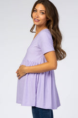 Lavender Swiss Dot Peplum Maternity Top