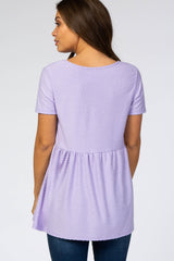 Lavender Swiss Dot Peplum Maternity Top