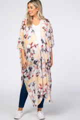 Light Peach Floral Chiffon Long Maternity Cover Up