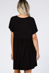 Black V-Neck Dolman Maternity Dress