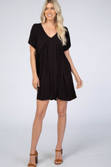 Black V-Neck Dolman Maternity Dress