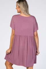 Mauve V-Neck Dolman Maternity Dress