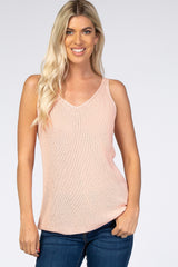 Light Pink V-Neck Sweater Tank Top