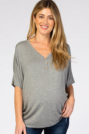 Heather Grey Button Front Maternity Tunic