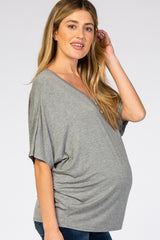 Heather Grey Button Front Maternity Tunic