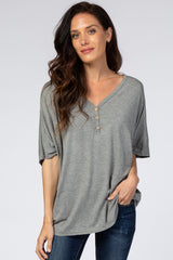 Heather Grey Button Front Maternity Tunic