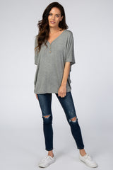 Heather Grey Button Front Tunic