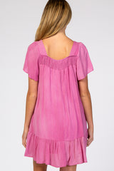 Pink Smocked Ruffle Maternity Dress