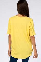 Yellow Knit Reverse Stitch Top