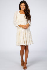 Ivory Swiss Dot Long Sleeve Dress