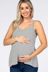 Ivory Striped Strappy Maternity Tank Top