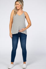 Ivory Striped Strappy Maternity Tank Top