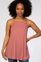 Mauve Ribbed Sleeveless Top