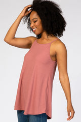 Mauve Ribbed Sleeveless Top