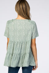 Mint Animal Print Tiered Top