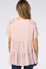 Light Pink Animal Print Tiered Top