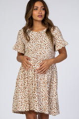 Mocha Leopard Print Babydoll Maternity Dress