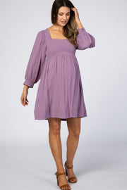 Light Purple Smocked Maternity Mini Dress